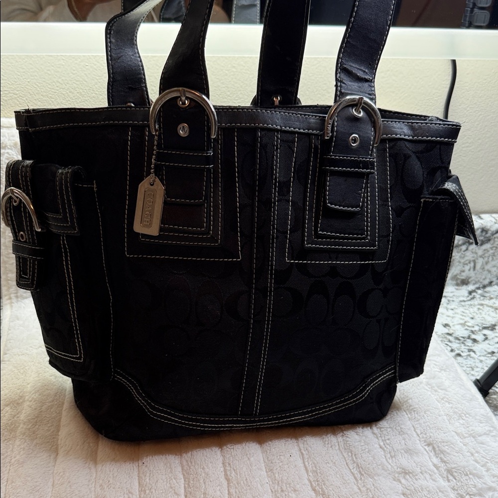 Coach Black Bag with Silver Details